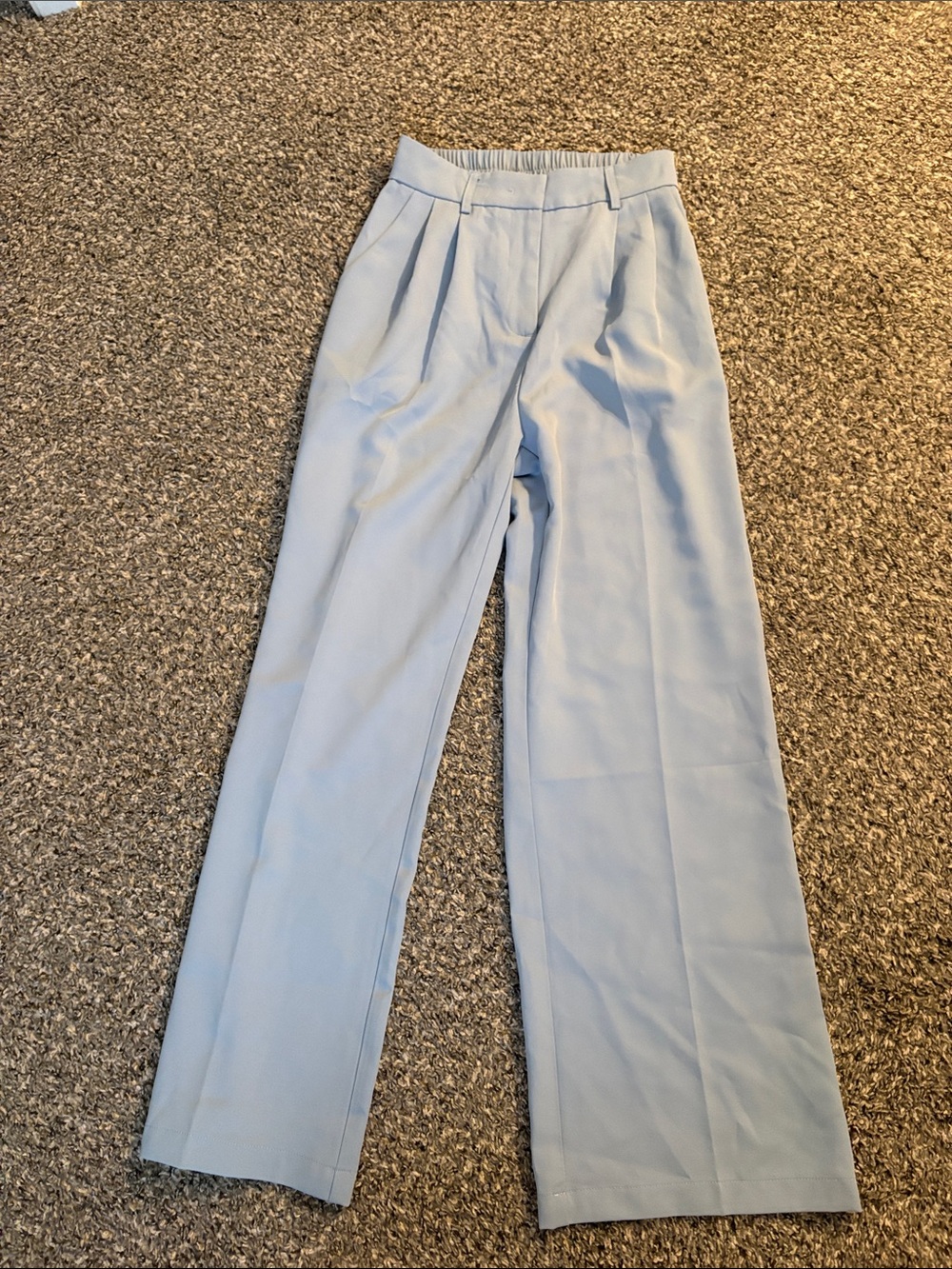 Light Blue High-Waist Wide-Leg Women's Pants